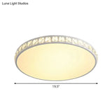 White Crystal Led Ceiling Lamp With Geometry Acrylic Shade - Bedroom Flush Mount Fixture