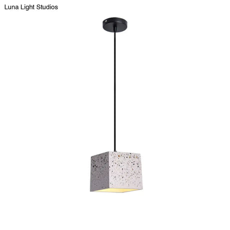 White Cube Pendant Light - Modern Nordic Terrazzo Ceiling Lamp For Restaurants