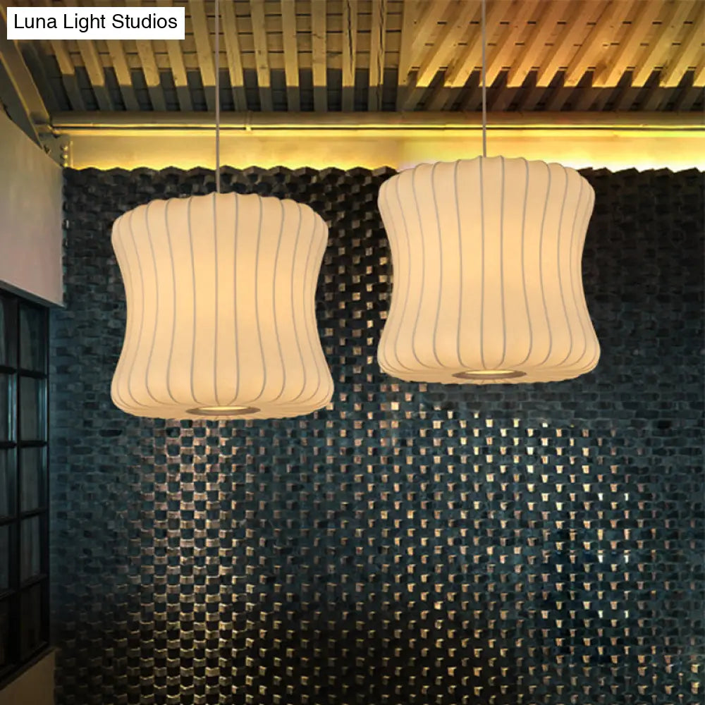 White Curvy Fabric Pendant Light - 1 Head Modern Ceiling Lamp 14.5’/18.5’ Wide / 14.5’