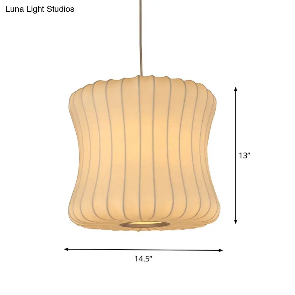 Modern Curvy Fabric Pendant Lighting - 1 Head White Ceiling Lamp 14.5/18.5 Wide