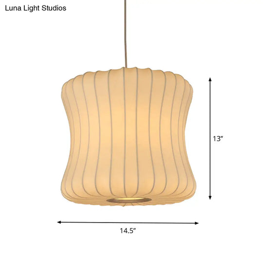 Modern Curvy Fabric Pendant Lighting - 1 Head White Ceiling Lamp 14.5/18.5 Wide