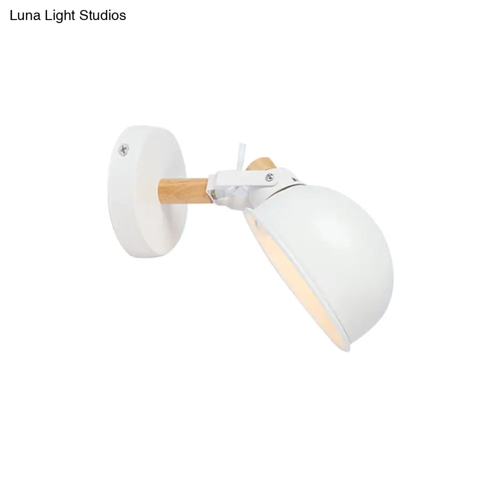 White Domed Wall Light: Angle Adjustable Metal Nordic Style Lamp - Ideal For Office Showrooms