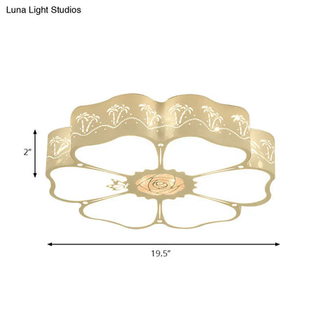 White Etched Petal Metal Ceiling Light For Kids’ Bedroom Or Bathroom