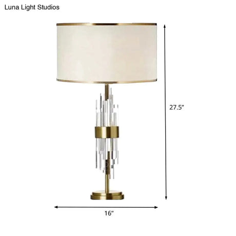 White Fabric Reading Lamp: Modernist Straight Sided Shade Task Lighting 1 Head