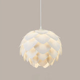 White Feather Hanging Lamp: Round Ceiling Light For Girls’ Bedroom - Simplicity & Style / D