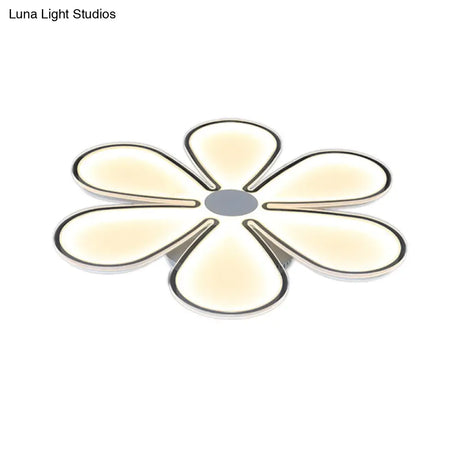 White Flower Study Room Led Ceiling Lamp - Acrylic Creative Design