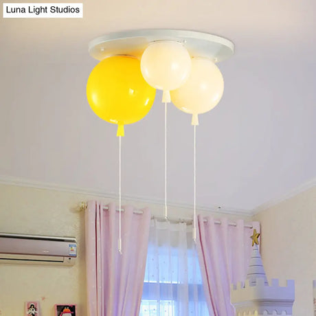 White Flush Mount Acrylic Balloon Ceiling Light Fixture - Nursery Lighting With 3/5 Heads
