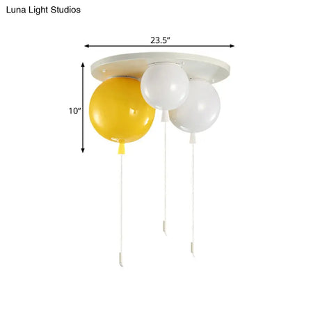 White Flush Mount Acrylic Balloon Ceiling Light Fixture - Nursery Lighting With 3/5 Heads