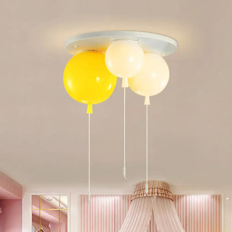 White Flush Mount Acrylic Balloon Ceiling Light Fixture - Nursery Lighting With 3/5 Heads 3 /