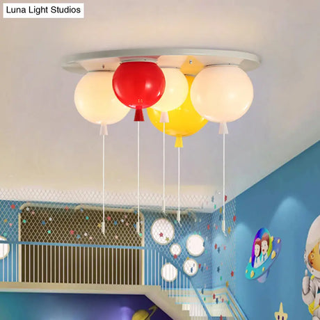 White Flush Mount Acrylic Balloon Ceiling Light Fixture - Nursery Lighting With 3/5 Heads