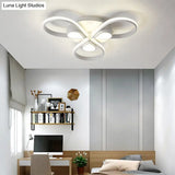 White Flush Mount Ceiling Light With Flower Acrylic Detailing: Modern Contemporary For Living Room