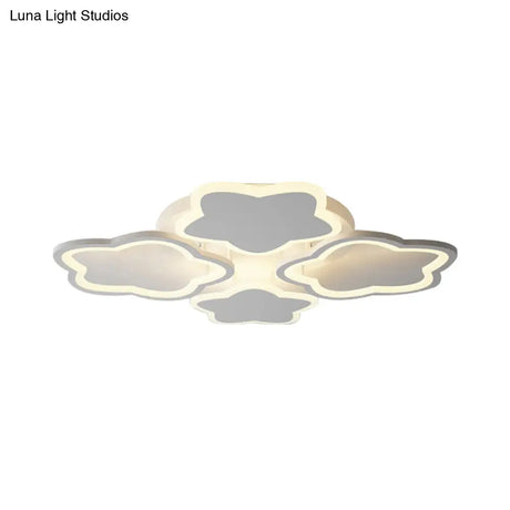 White Flushmount Led Ceiling Lamp - Delightful 4 - Blossom Light Fixture For Baby Girls Bedroom