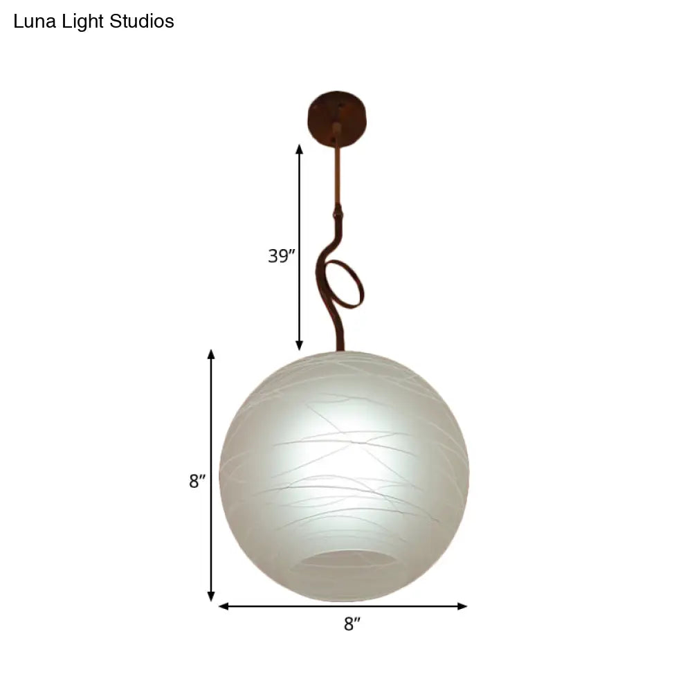 White Glass Ceiling Pendant Lamp - Modern Global Hanging Light Kit With 1 Bulb For Bedroom