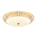 White Glass Led Flush Light With Crystal Accent - Simplicity Ceiling Lamp Available In 3 Sizes / 12’