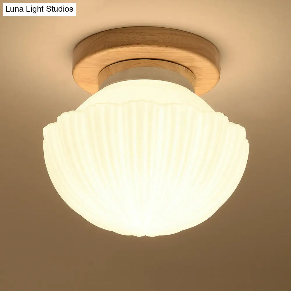 White Glass Led Flush Mount Lighting With Nordic Design Shaded Entryway Ceiling Light Fixture / A