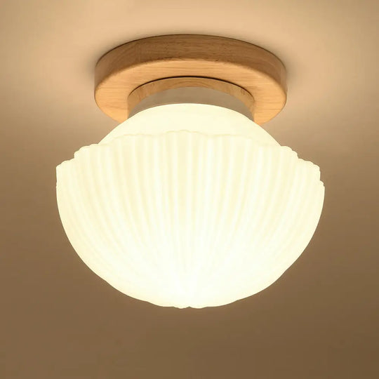 White Glass Led Flush Mount Lighting With Nordic Design – Shaded Entryway Ceiling Light Fixture / A
