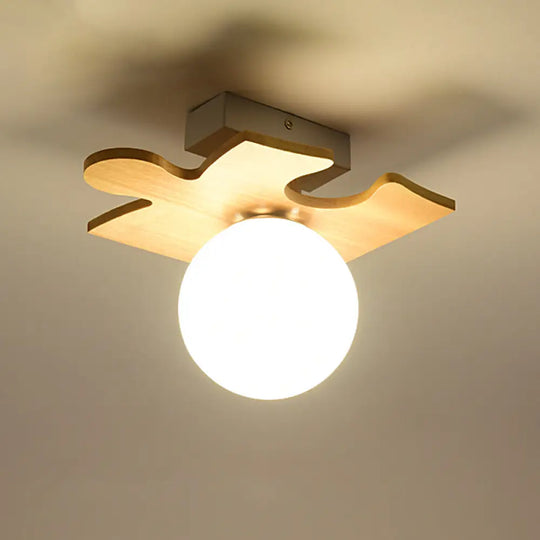 White Glass Led Flush Mount Lighting With Nordic Design – Shaded Entryway Ceiling Light Fixture / F