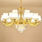 White Glass Modern Blossom Pendulum Light – Gold Living Room Pendant Chandelier 15 /