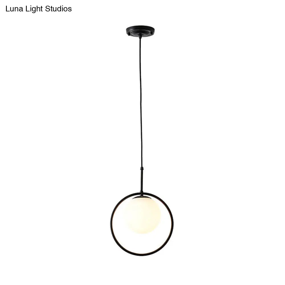 Contemporary Sphere Pendant Light - White Glass Ideal For Bedroom Ceilings