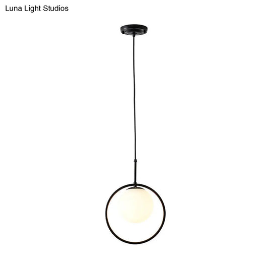 Contemporary Sphere Pendant Light - White Glass Ideal For Bedroom Ceilings