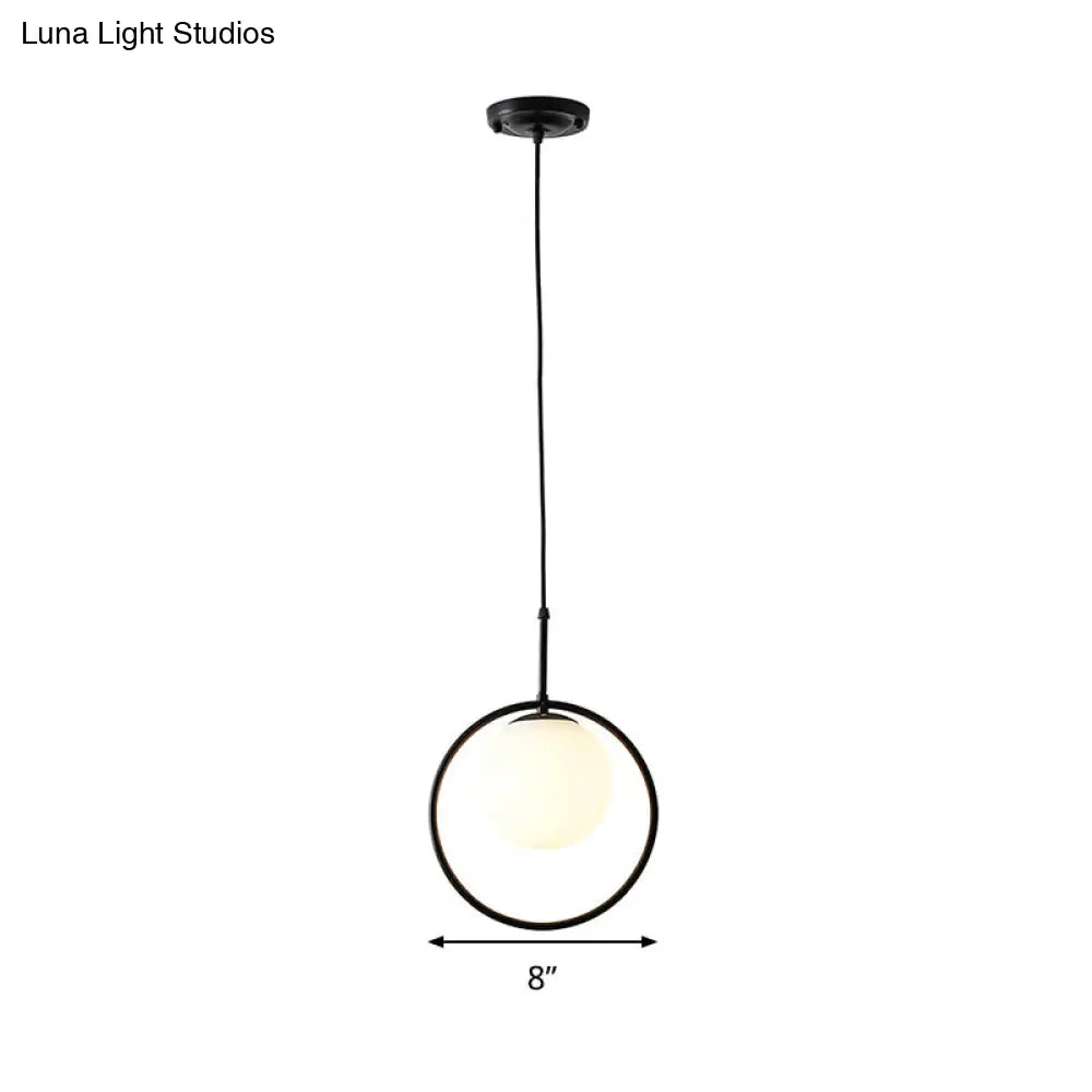 Contemporary Sphere Pendant Light - White Glass Ideal For Bedroom Ceilings
