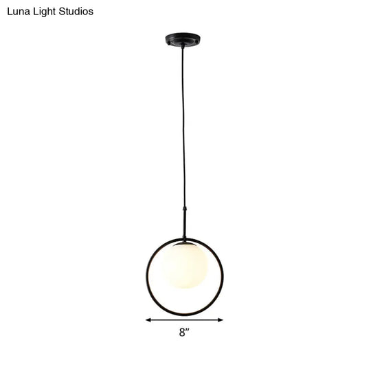 Contemporary Sphere Pendant Light - White Glass Ideal For Bedroom Ceilings