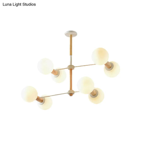 White Glass Orb Chandelier - Modernism Style 8/12 Lights Ideal For Living Room