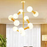 White Glass Orb Chandelier - Modernism Style 8/12 Lights Ideal For Living Room 12 /