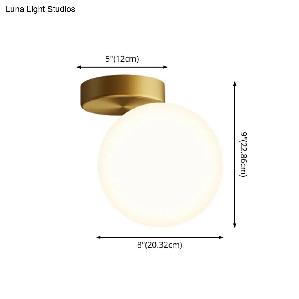 White Glass Round Ceiling Flush Mount Light - Simplistic Style Fixture