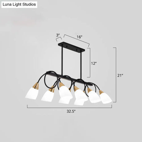 White Glass Tulip Suspension Light Modern Island Ceiling Fixture For Dining Room