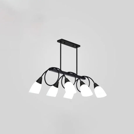 White Glass Tulip Suspension Light Modern Island Ceiling Fixture For Dining Room 6 / Black
