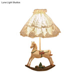 White Lace Kids Table Lamp With Rocking Horse Seesaw Base