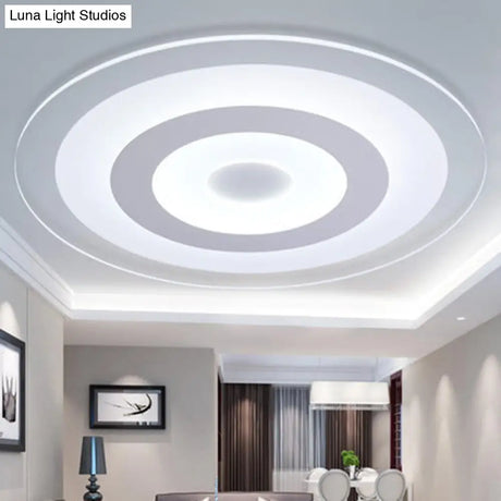 White Led Acrylic Ceiling Mounted Light - Flush Disk Shape Simple Style For Bedroom / 8 Warm