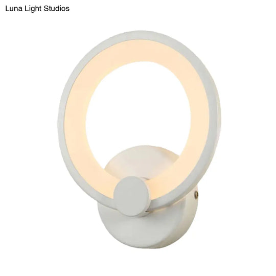 White Led Acrylic Hoop Wall Sconce - Minimalist Mounted Lamp For Corners