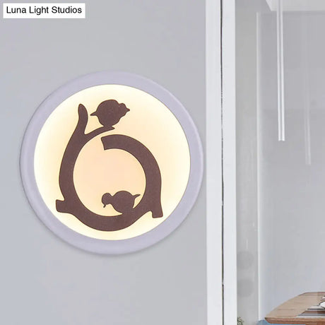 White Led Acrylic Wall Sconce With Bird Silhouette - Nordic Style