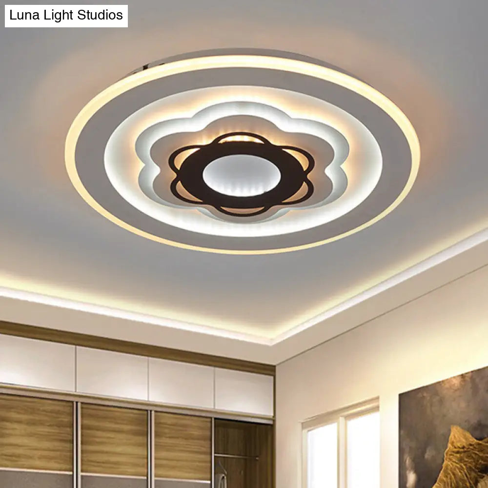White Led Floral Ceiling Light: Acrylic Flush Mount Fixture