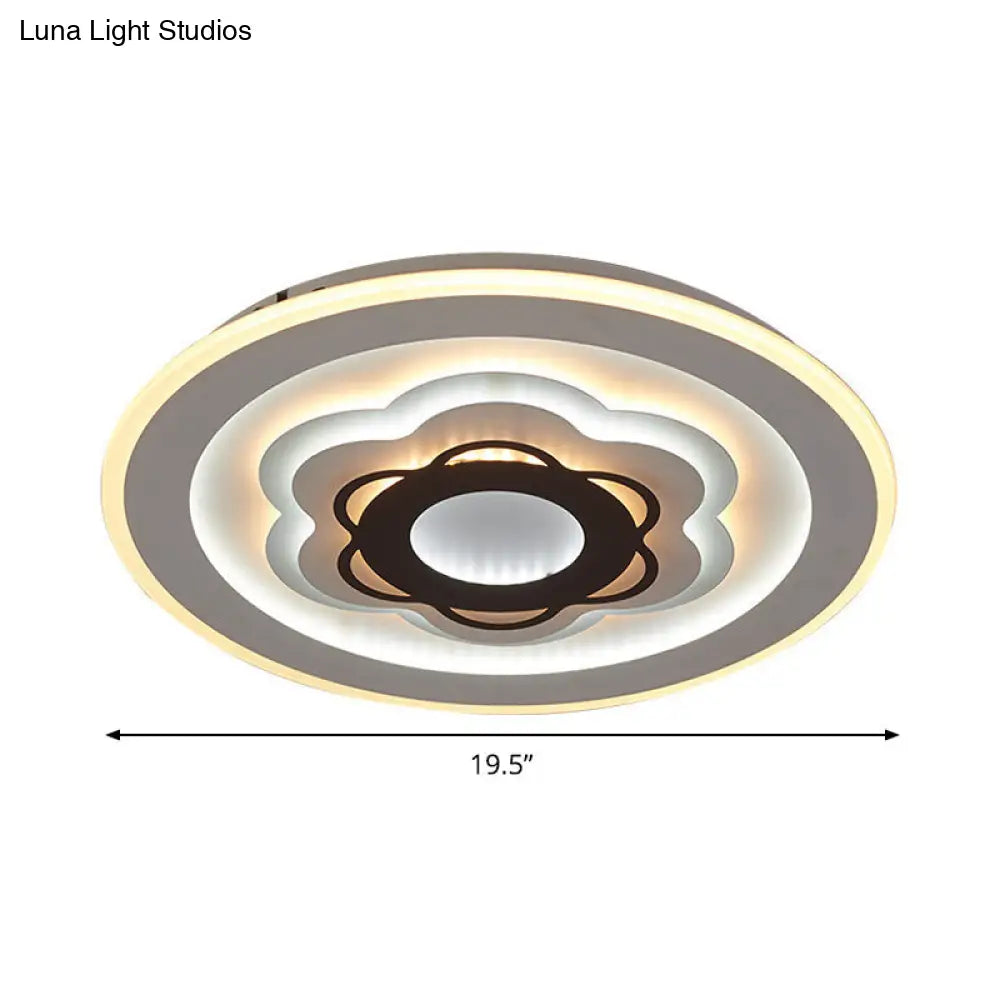 White Led Floral Ceiling Light: Acrylic Flush Mount Fixture