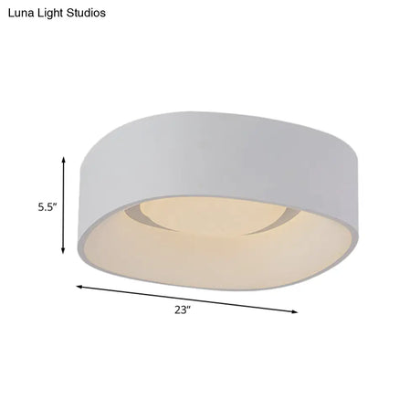 White Led Flush Mount Ceiling Light With Metallic Shade Available In 19’/23’ W