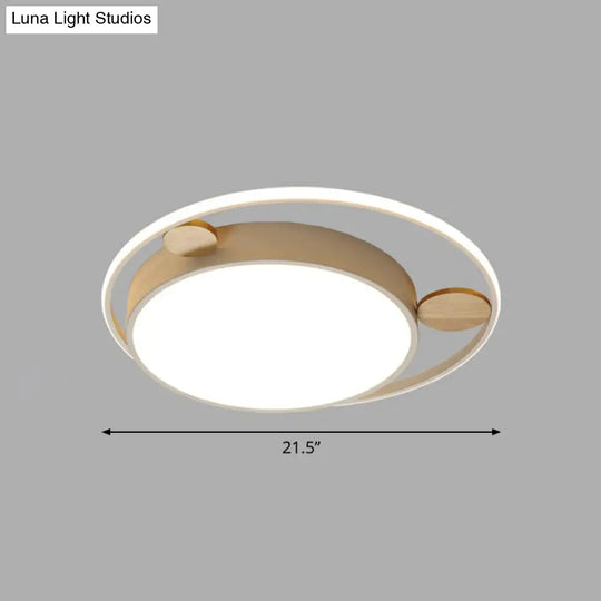 White Led Round Flush Mount Ceiling Light For Minimalist Bedrooms / 21.5’