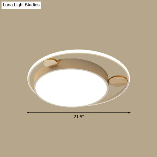 White Led Round Flush Mount Ceiling Light For Minimalist Bedrooms / 21.5’ Warm