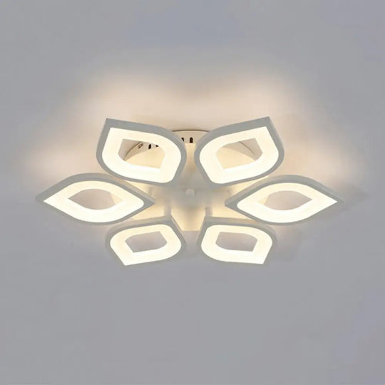 White Led Semi Flush Light For Living Room - Petal Design Acrylic Simplicity Ceiling Mount 6 / Warm