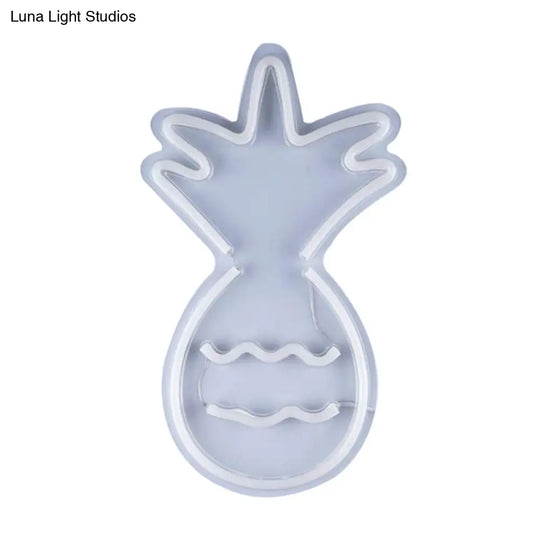 White Led Wall Night Lighting - Contemporary Plastic Pineapple Design For Nightstands
