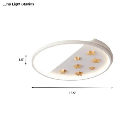 White Metal Ring Ceiling Light With Star Design For Romantic Living Room