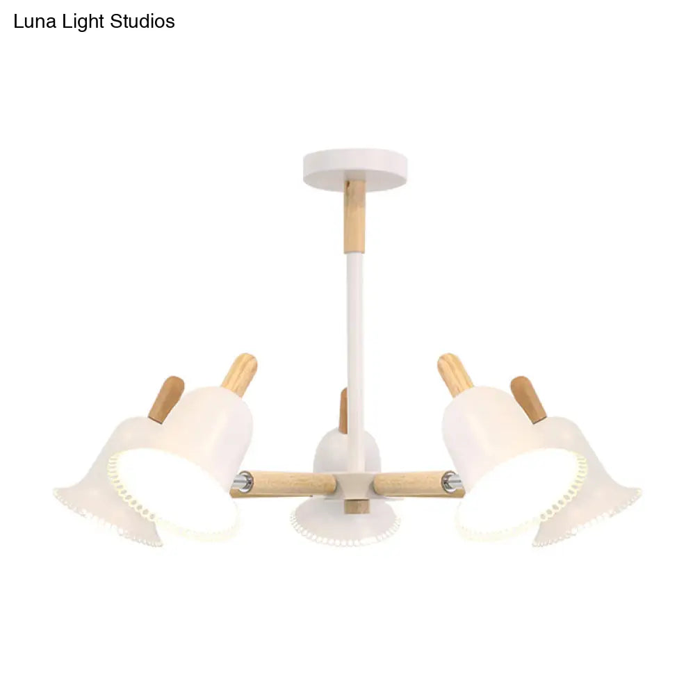 White Nordic Ceiling Pendant Wood Chandelier For Stylish Living Room Décor