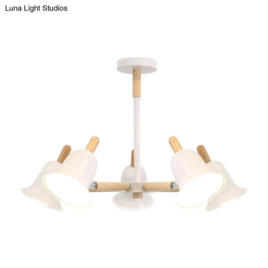 White Nordic Ceiling Pendant Wood Chandelier For Stylish Living Room Décor