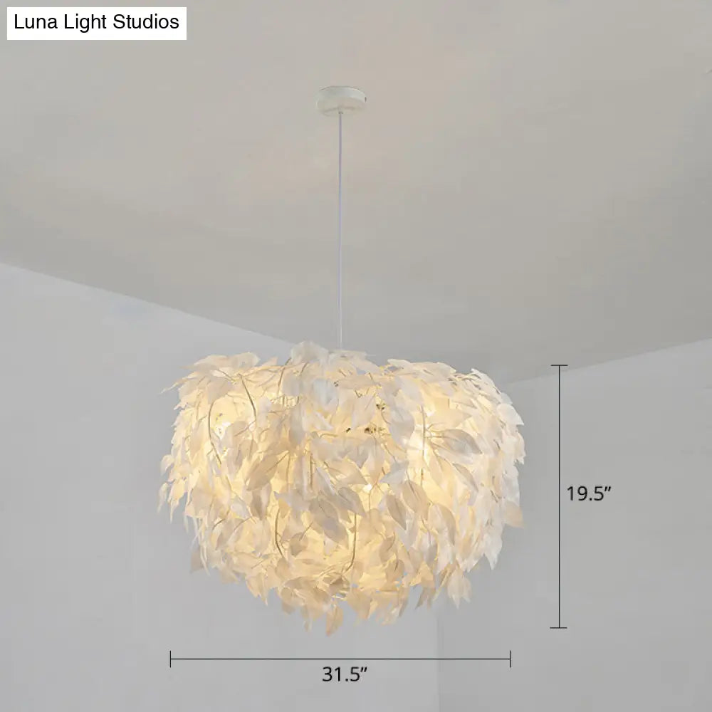 Sleek Nordic Fabric Pendant Light: White Domed Suspension For Living Room