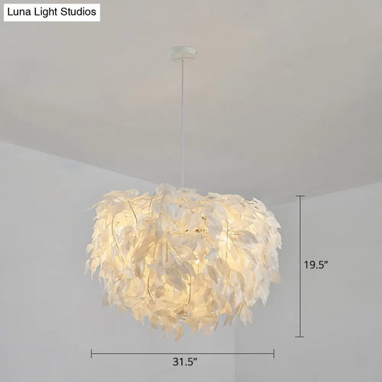 Sleek Nordic Fabric Pendant Light: White Domed Suspension For Living Room