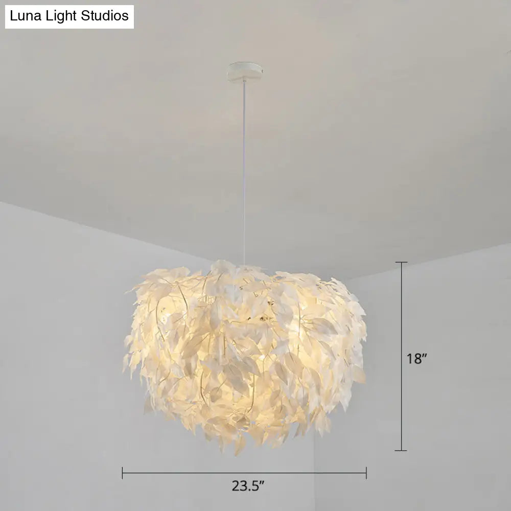 Sleek Nordic Fabric Pendant Light: White Domed Suspension For Living Room