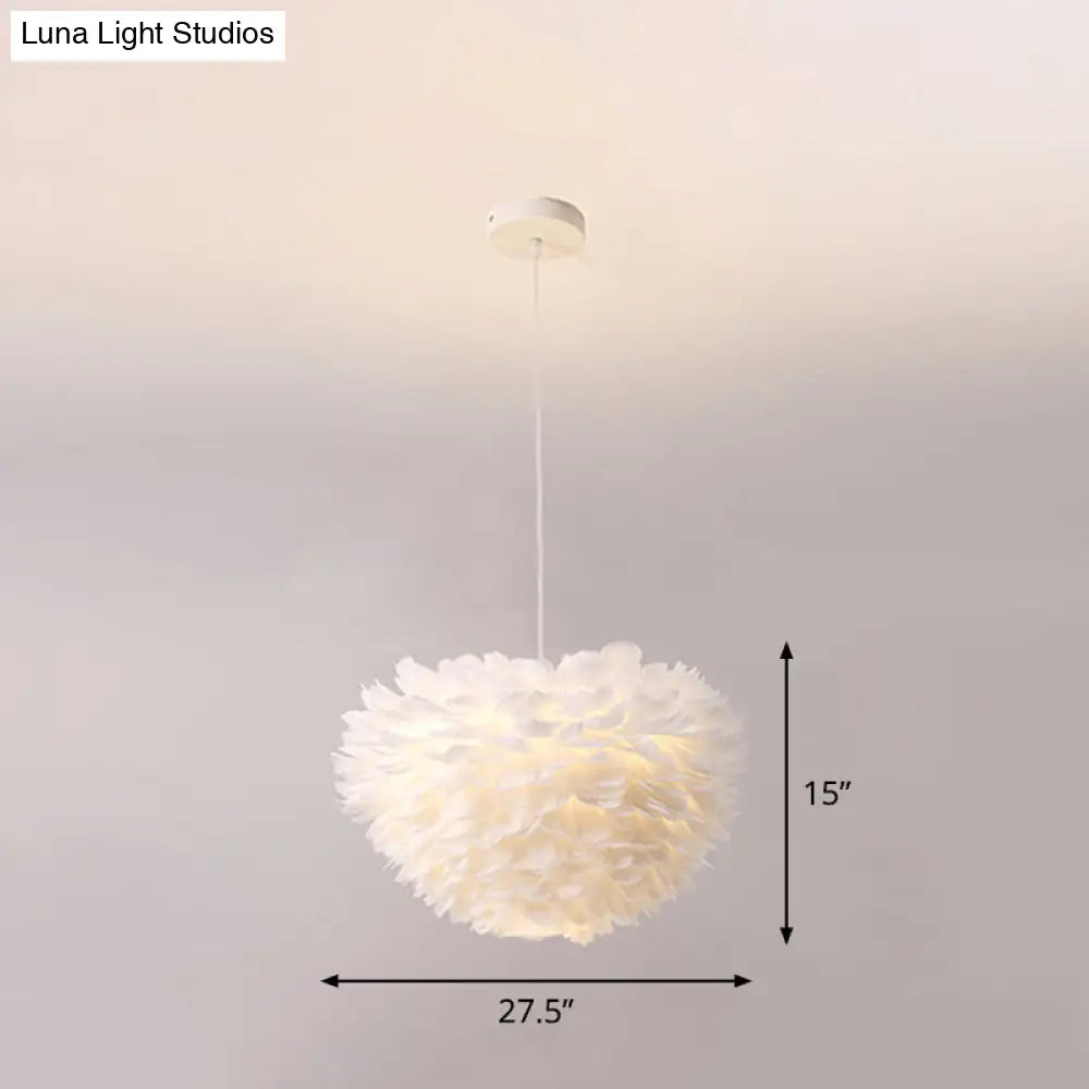 Sleek Nordic Fabric Pendant Light: White Domed Suspension For Living Room