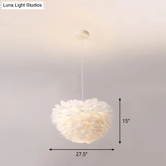Sleek Nordic Fabric Pendant Light: White Domed Suspension For Living Room